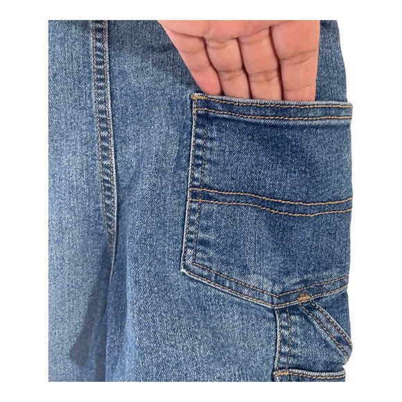 Oshkosh B’Gosh Vestbak Toddler Size 3T Blue Denim Overall Shorts Adj Strip - Picture 14 of 15